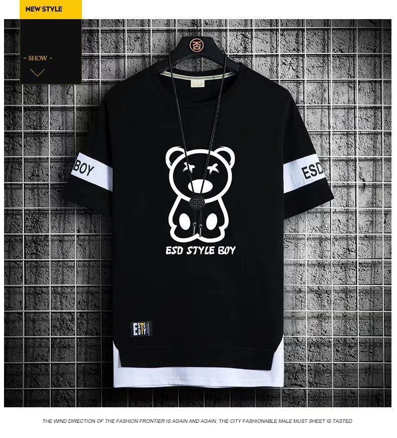 T-shirt for Men Short Sleeves Male T Shirts Korean Style Streetwear