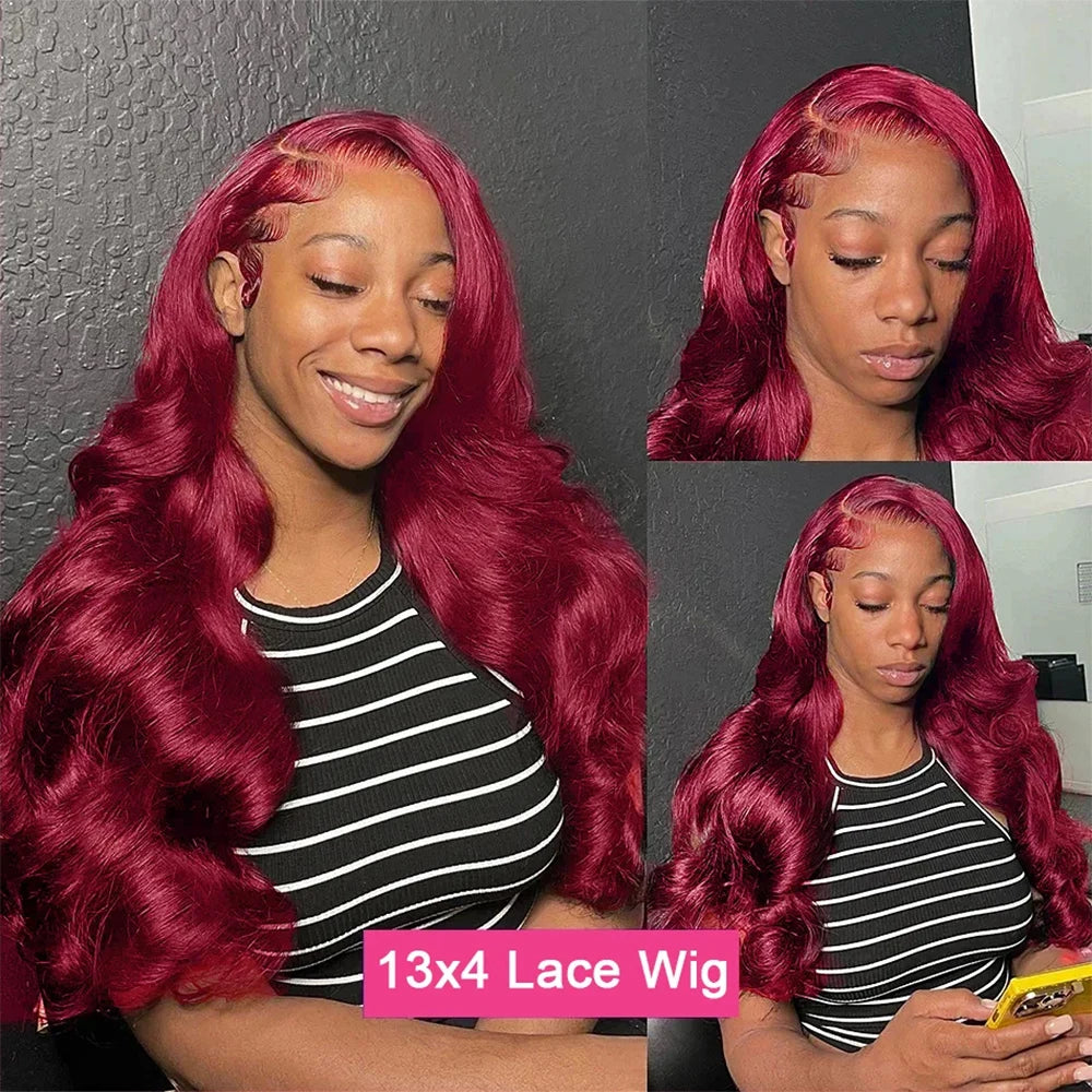 200 Density Burgundy 13x6 HD Lace Frontal Wig