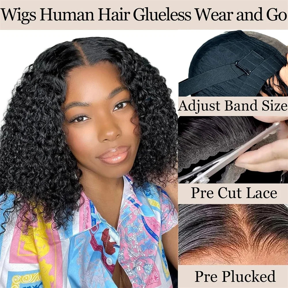 4x4 Put On And Go Glueless Bob Wig Human Hair For Women