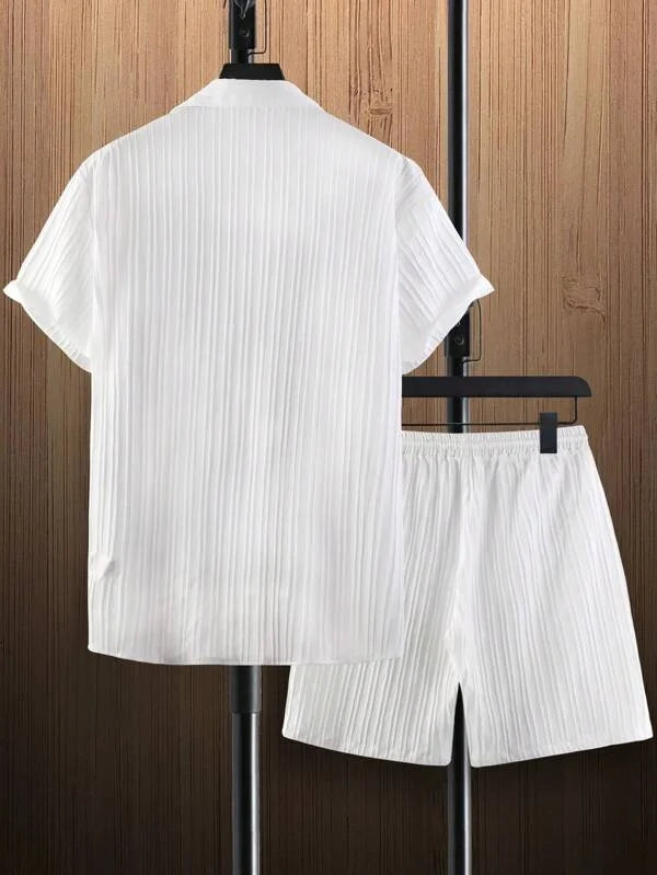 2025 Men's Fashion Summer New Style Casual Solid Color Stripe