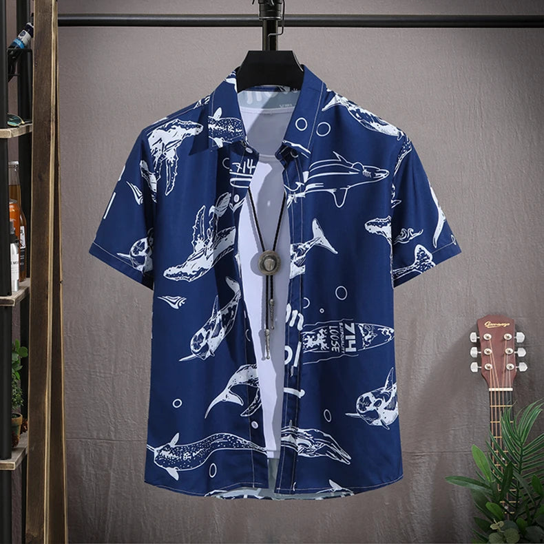 Men's Hawaiian Beach Set Single Breasted Short Sleeve Shirt