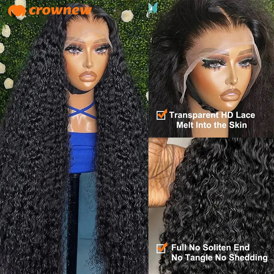 Curly Human Hair Wig 13X4 HD Lace Front Wig Human Hair Deep Wave Frontal Wig