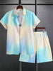 2025 Summer new shirt beach shorts men's suit street gradient men's