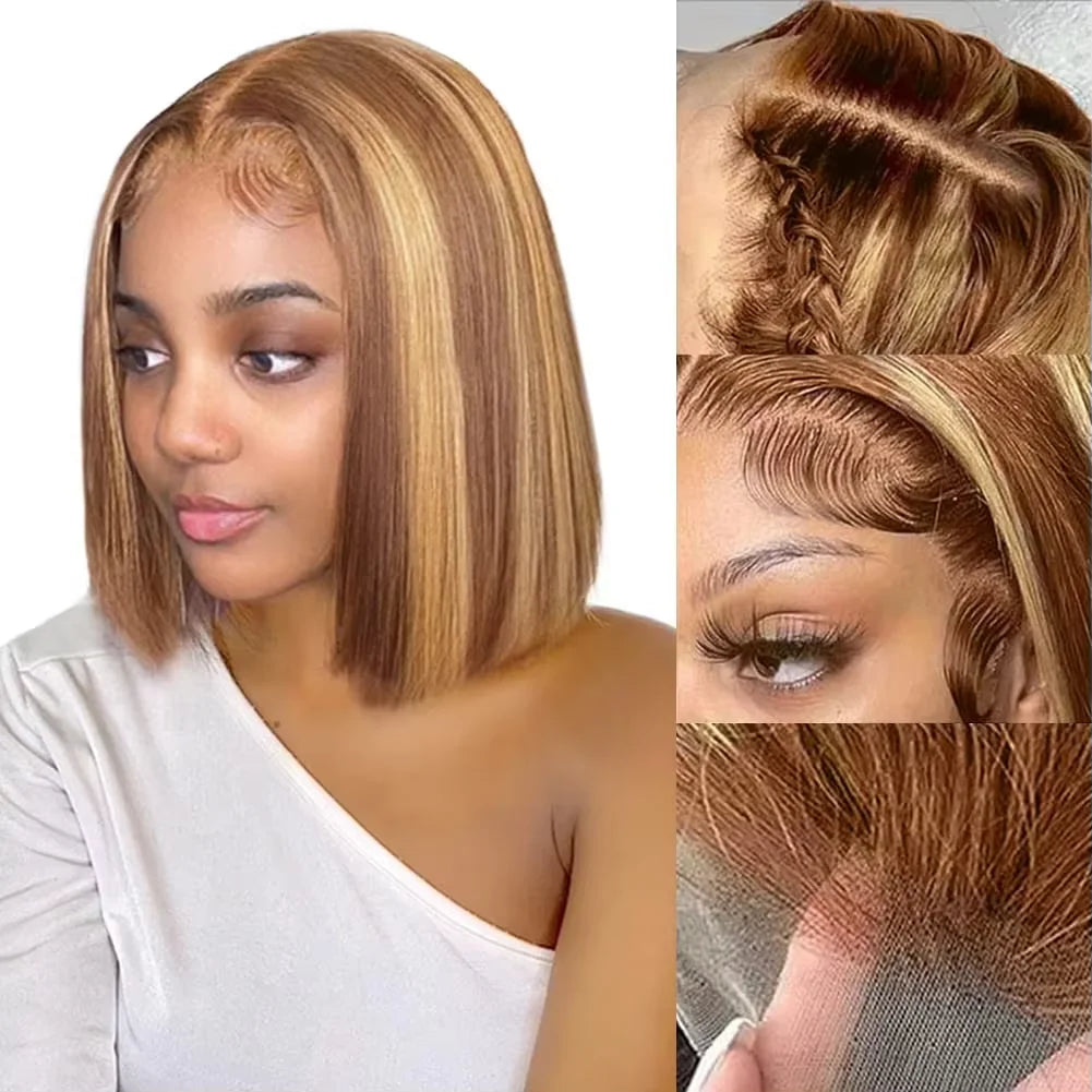 Highlight Brazilian Short Bob 13x6 HD Straight Lace Frontal Wig