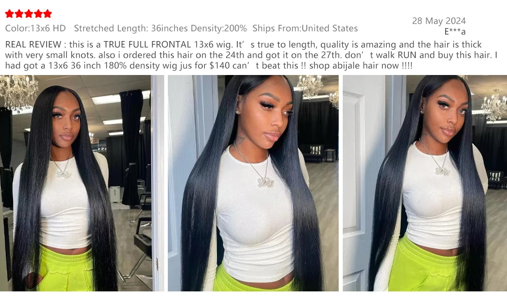 40 inch Straight 5x5 HD Human Hair Lace Frontal Wigs