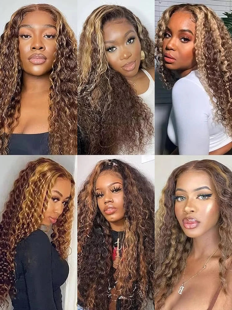 250% Glueless Wig Highlight Ombre Deep Wave