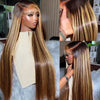 30 40 Inch 4/27 Highlight Ombre Bone Straight 13x4 HD Lace Front Human