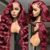 13x4 99j Burgundy Body wave Lace Front Human Hair