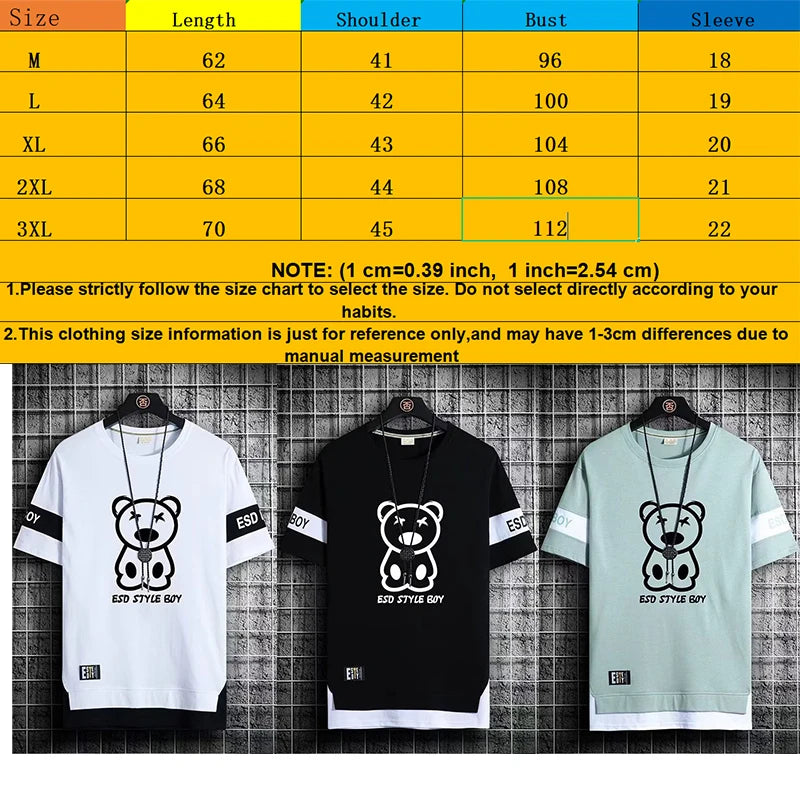 T-shirt for Men Short Sleeves Male T Shirts Korean Style Streetwear