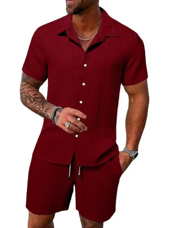 2025 Men's Fashion Summer New Style Casual Solid Color Stripe