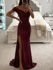 Women's Sexy Party Maxi Dress New Sequined One-line Collar Slit Dress