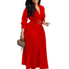 Elegant V Neck Lace-up Belted Party Dresses Women Spring Pleated