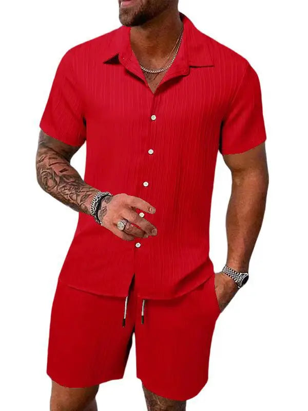 2025 Men's Fashion Summer New Style Casual Solid Color Stripe