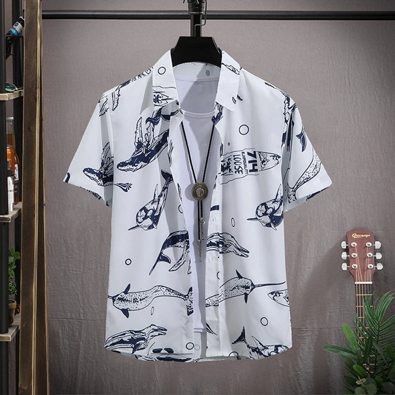 Men's Hawaiian Beach Set Single Breasted Short Sleeve Shirt