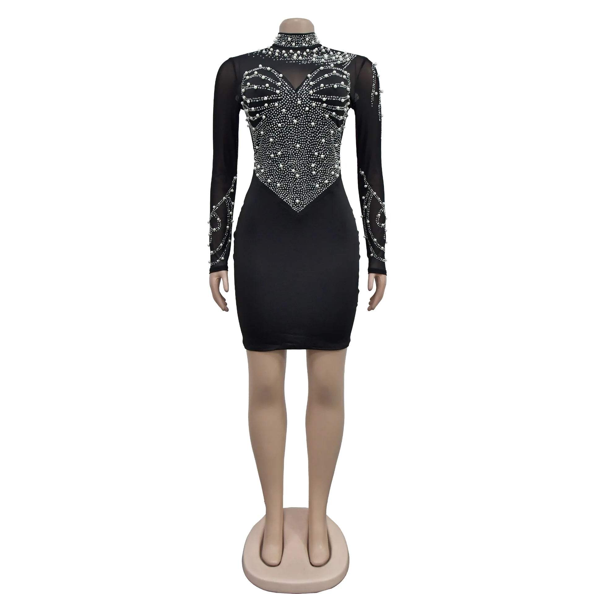 Women Sexy Glitter Rhinestone Mini Dress