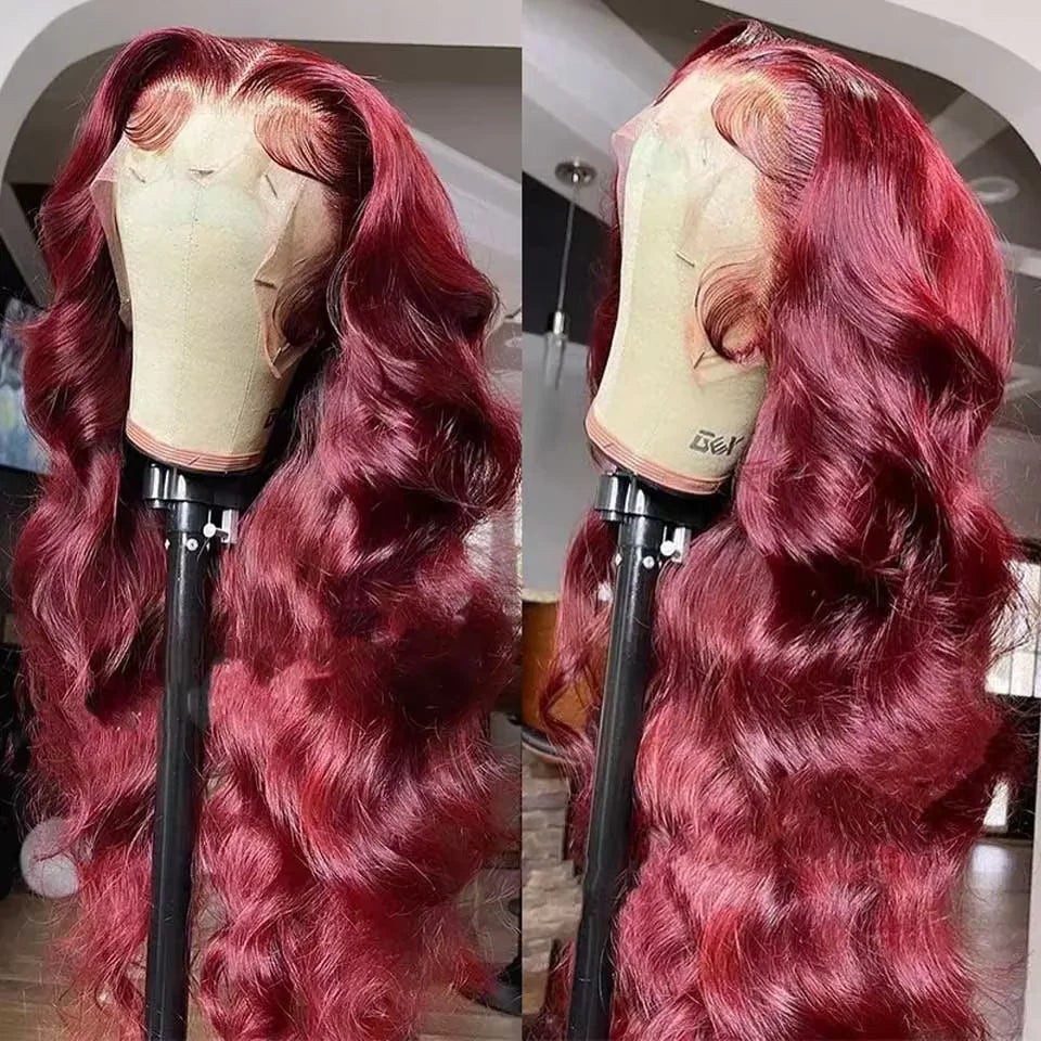 99J Burgundy Lace Front Human Hair Wigs For Black Women