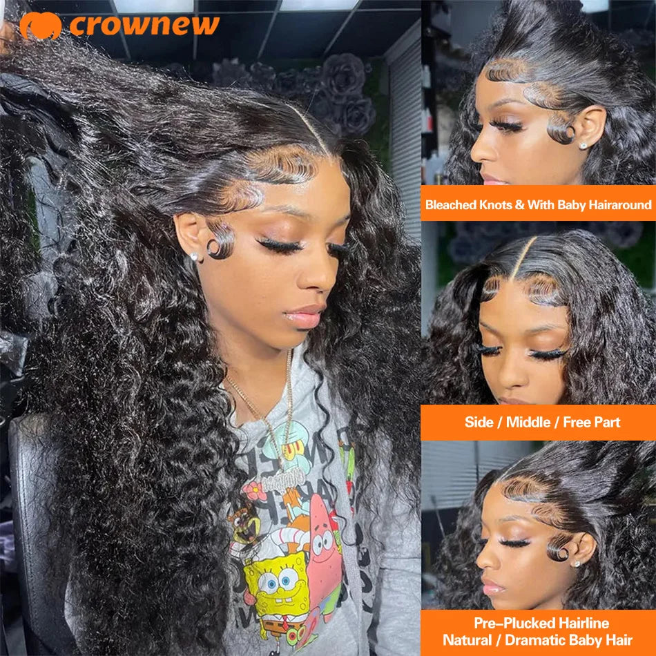 Curly Human Hair Wig 13X4 HD Lace Front Wig Human Hair Deep Wave Frontal Wig