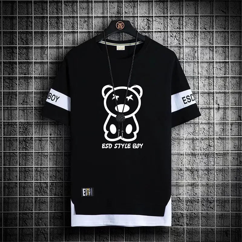 T-shirt for Men Short Sleeves Male T Shirts Korean Style Streetwear