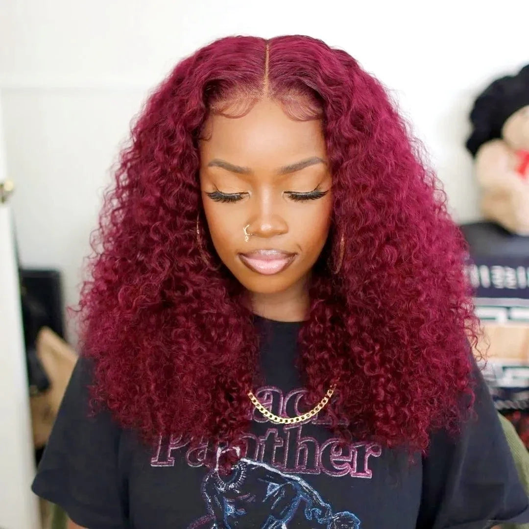 250 Density 30 Inch 13x6 HD 99J Burgundy Deep Wave Lace