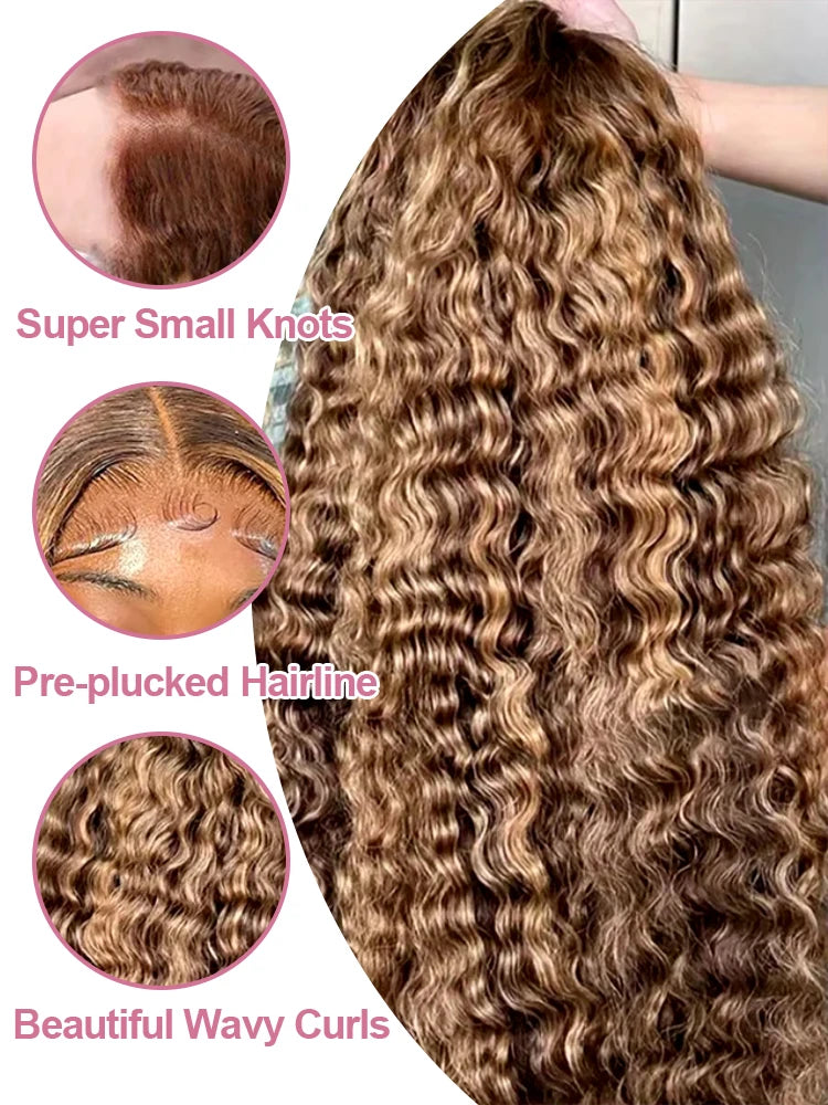 250% Glueless Wig Highlight Ombre Deep Wave