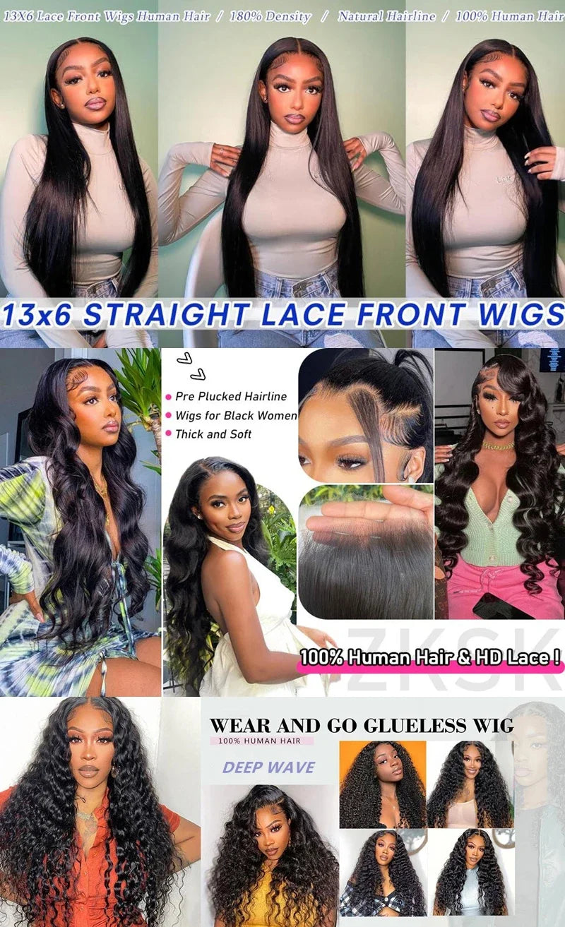 HD Transparent Smooth Straight 13x4 13x6 Lace Front Human Hair Wigs