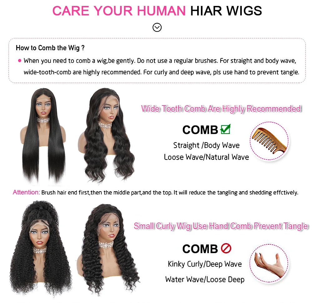 52 Inch Long Deep Wave Wig 100% Human Hair 13x6 HD Lace Frontal Wig