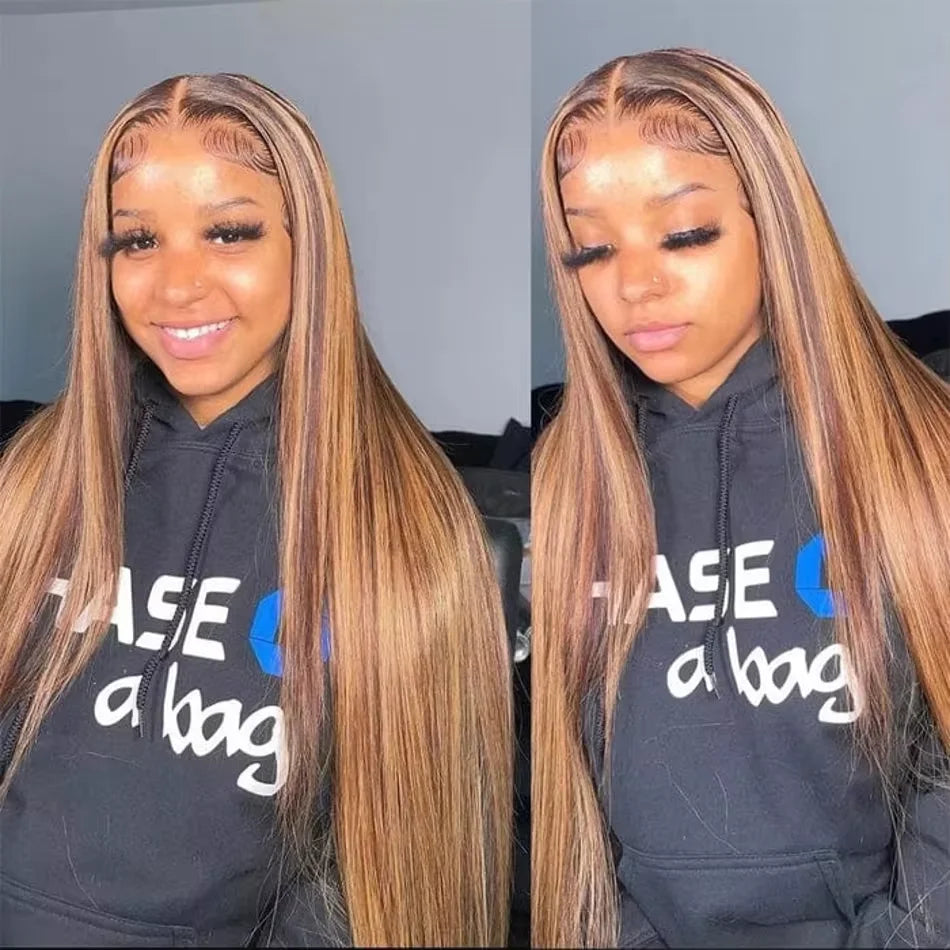 200 Density 13x6 HD Transparent Lace Wig P4/27 highlight