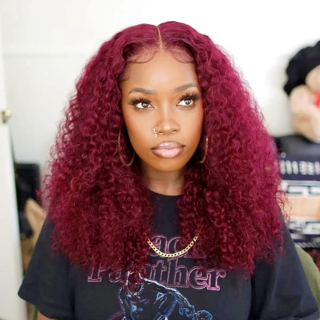 250 Density 30 Inch 13x6 HD 99J Burgundy Deep Wave Lace